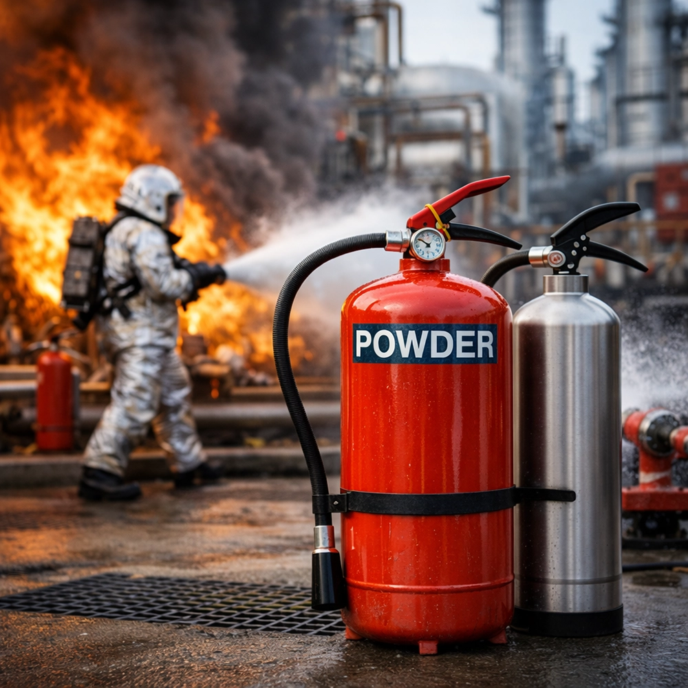زمان شارژ کپسول آتش‌نشانی پودری (سپیکو) در صنایع نفت و گاز | راهنمای کامل HSE