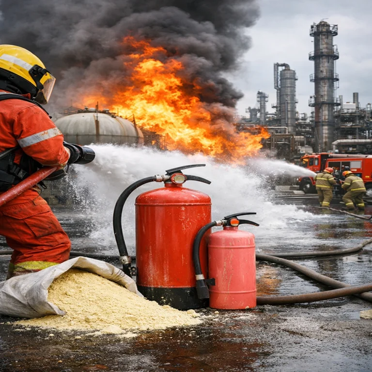 پودر آتش‌نشانی سپیکو – کیفیت برتر در اطفای حریق صنعتی نفت و گاز