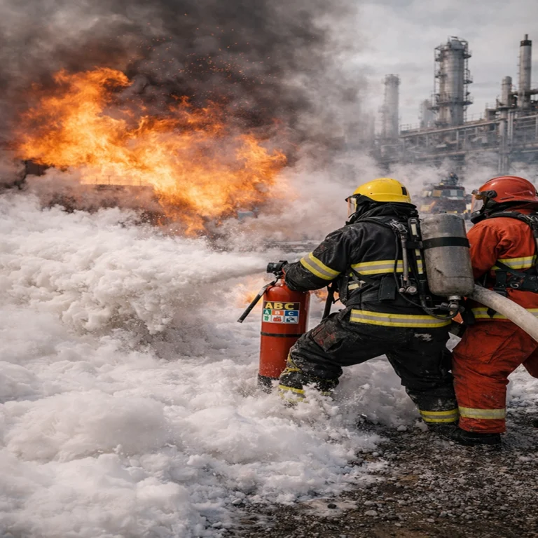 مقایسه کارایی پودر آتش‌نشانی سپیکو با سایر پودرهای خاموش‌کننده ABC در صنایع نفت و گاز